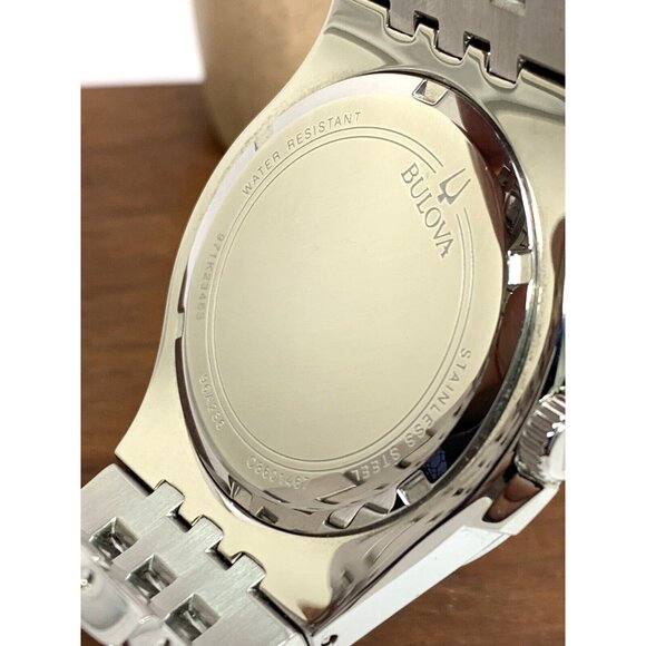 Bulova Men's Watch 96A236 Quartz Swarovski Crystals Silver Dial Stainless Steel - Picture 7 of 14
